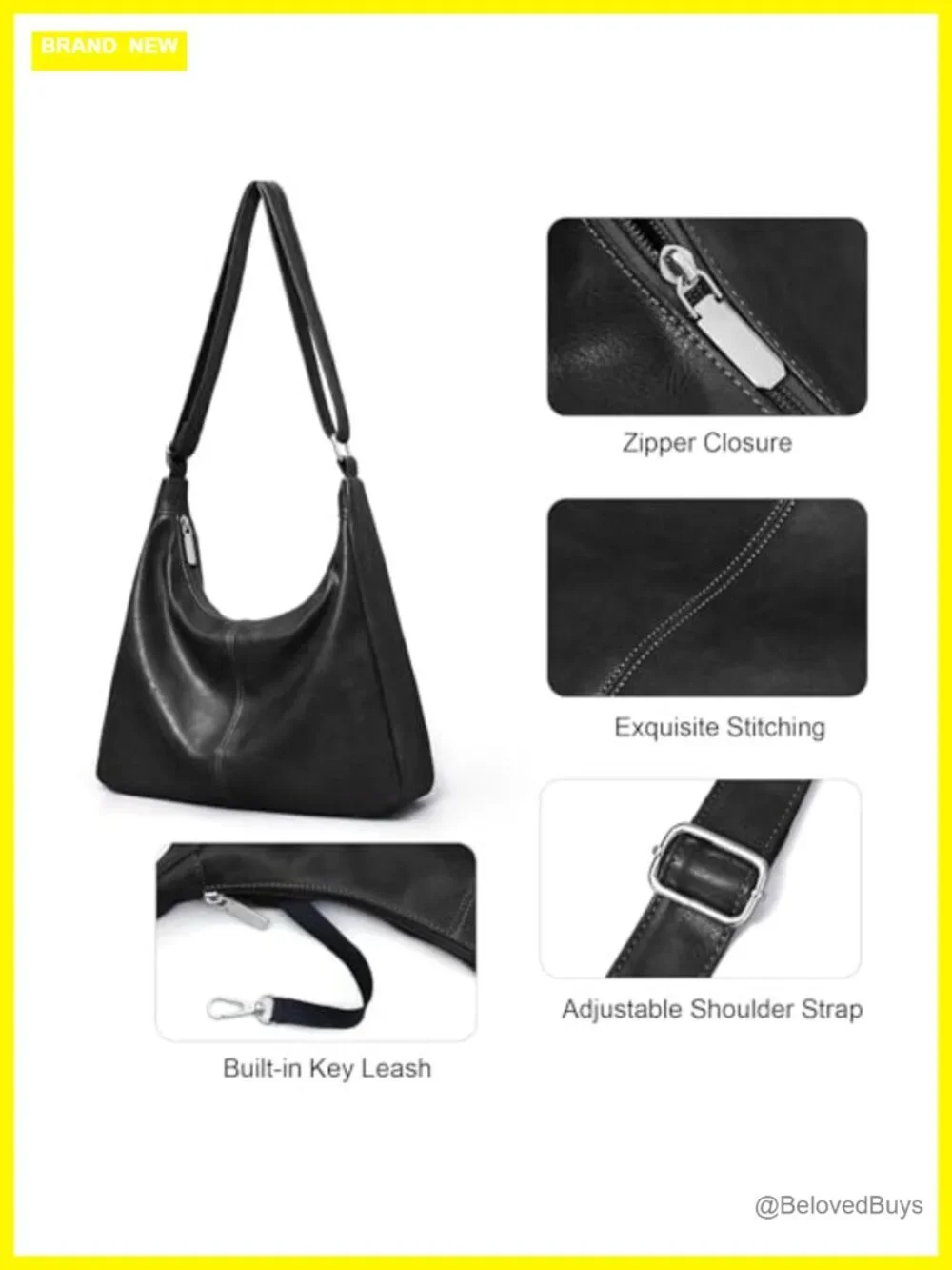 Vegan Leather Slouchy Hobo Bag Women Shoulder Tote Purse with Adjustable Strap